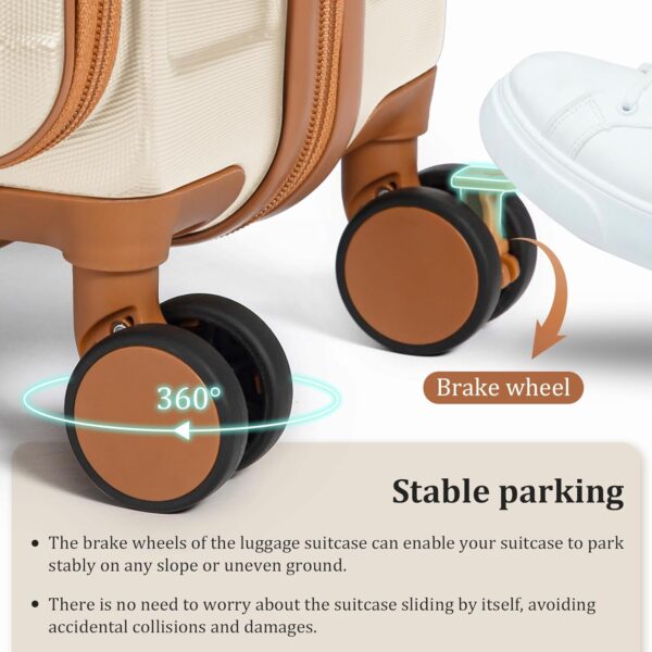 imiomo Luggage Sets 5 Piece with TSA Locks, Hardside Carry On Suitcase Set with Spinner Wheel, Lightweight Travel Luggage with USB Port, White - Image 8