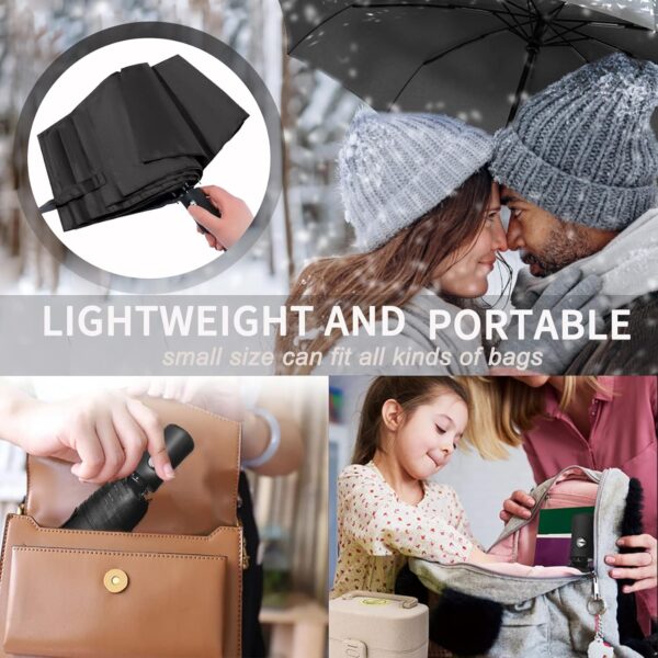 SIEPASA Compact Travel Umbrella - Windproof Auto Open/Close, Small Folding Umbrella for Rain - Lightweight & Durable with Fiberglass Frame, Waterproof Canopy - Fits Backpack, Purse, Suitcase. (Black) - Image 7