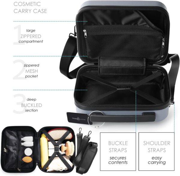 22 Inch Carry On Luggage 22x14x9 Airline Approved, Carry On Suitcase with Wheels, Hard-shell Carry-on Luggage, Durable Luggage Carry-On, Grey Small Suitcase with Cosmetic Case - Image 7