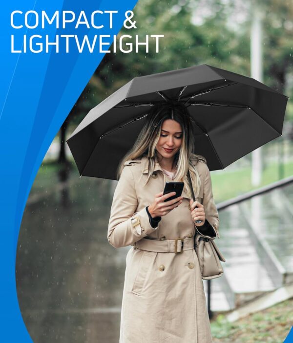 Rain-Mate Windproof Compact Umbrellas for Rain - Portable Folding Travel Umbrella - Auto Open & Close Button - Image 4