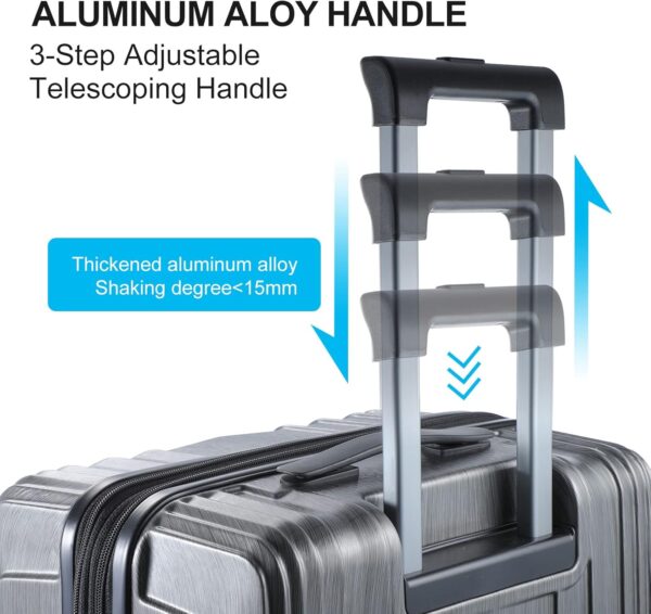 2 Piece Luggage Set 20/28 Inch, 20” Carry On with Front Pocket, 28” with Expandable Zipper, ABS+PC Hardshell Lightweight Suitcase, Silver Gray - Image 5