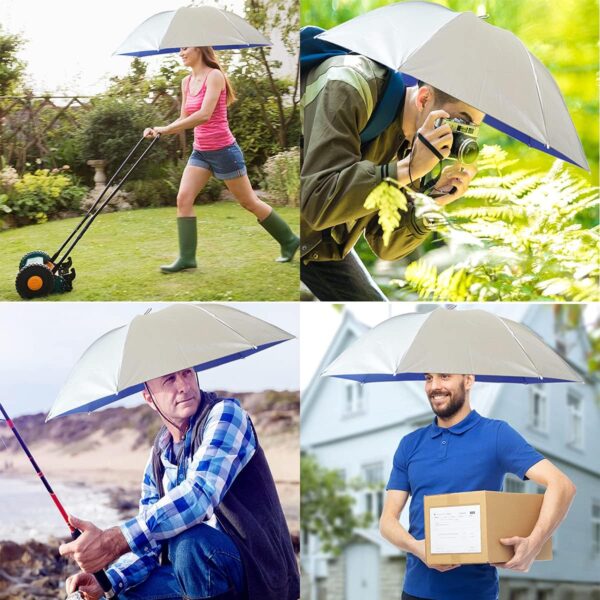 Umbrella Hat, 37 inch Fishing Umbrella Hat Hands Free Foldable UV Protection Umbrella Cap Adjustable Headwear for Fishing Golf Camping Beach Gardening Sunshade Outdoor - Image 7