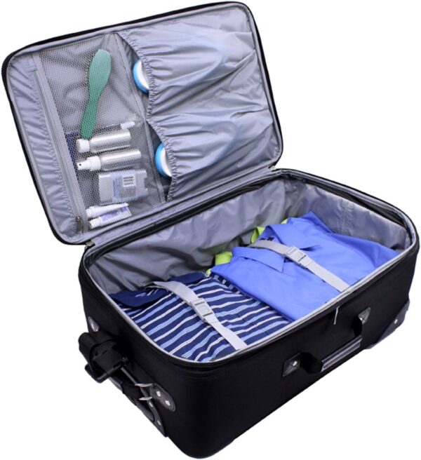 U.S. Traveler New Yorker Lightweight Softside Expandable Travel Rolling Luggage, Black/Grey, 4-Piece Set (15/21/25/29) - Image 2