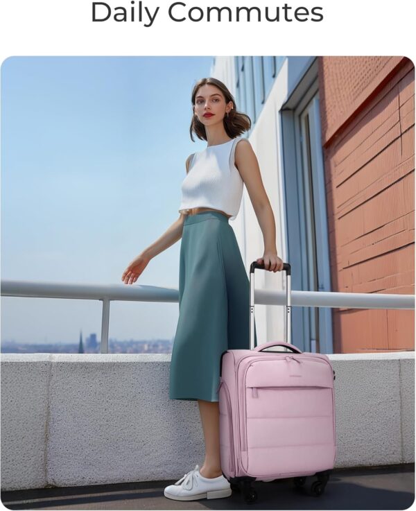 BAGSMART Underseat Carry on Luggage with Wheels, Soft Underseat Travel Luggage with PVC Wet/Dry Pockets, Lightweight Soft Personal Item Suitcase for Short Trip, Pinkish Purple - Image 6