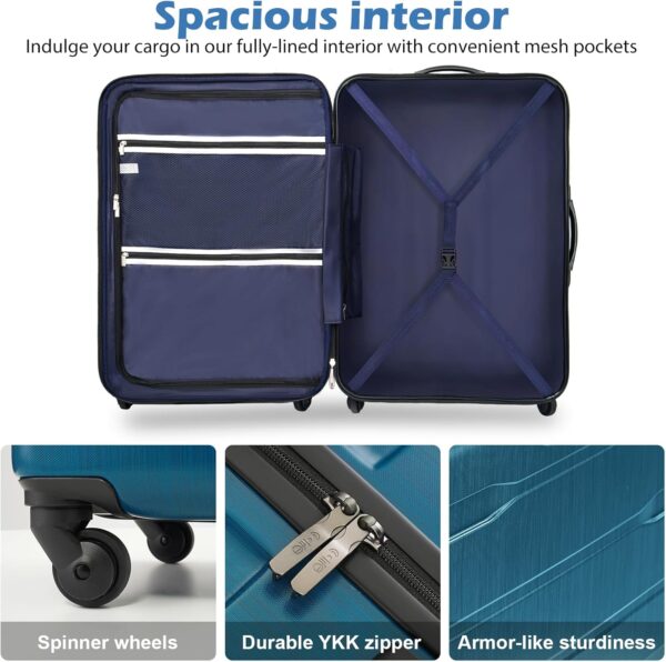 Coolife Luggage Expandable 3 Piece Sets PC+ABS Spinner Suitcase 20 inch 24 inch 28 inch (Teal., 3 piece set) - Image 6