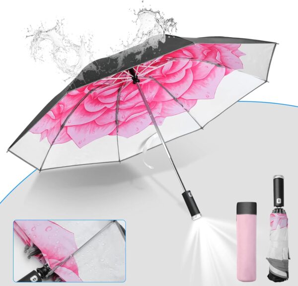 Umbrella Windproof Travel Umbrellas for Rain - Easy Auto Open Close, Durable & Compact Umbrella, Strong Metal Frame, Windproof and Waterproof Umbrella for Travel - Image 7