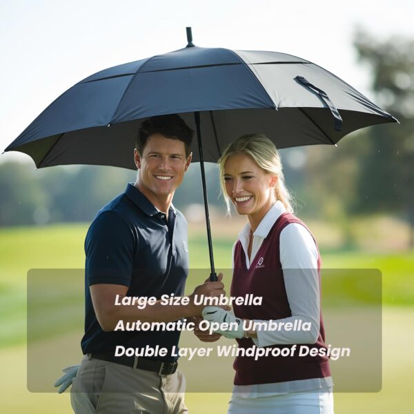 MRTLLOA 54/62/68/72 Inch Automatic Open Golf Umbrella, Extra Large Oversize Double Canopy Vented Windproof Waterproof Stick Umbrellas for Rain - Image 2