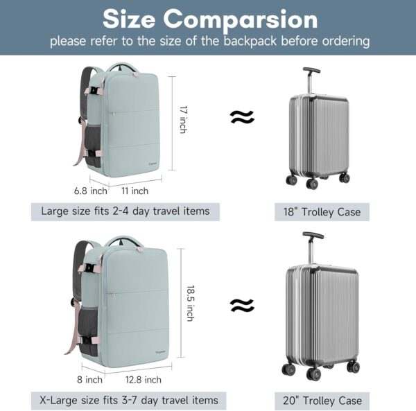 Taygeer Personal Item Backpack for Men Women, Travel Backpack Carry on Luggage Flight Approved with USB Charging Port & Shoe Pouch, Large Weekender Work Bag for Hiking Gift, Gray Powder - Image 6