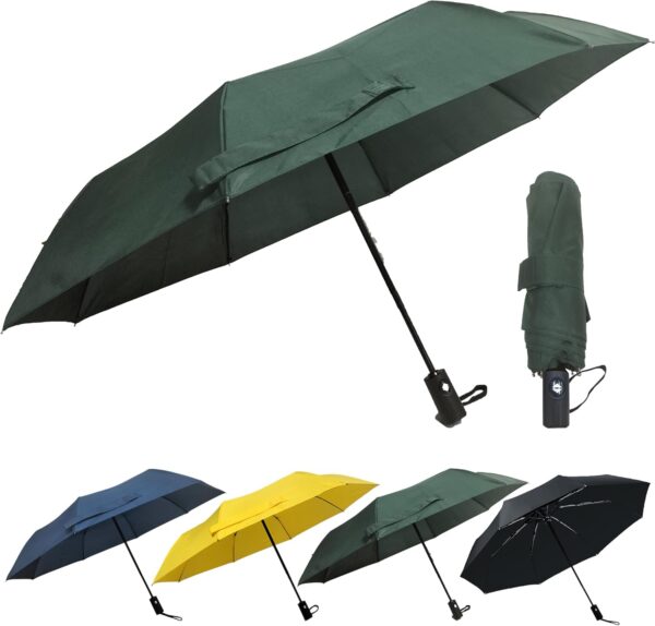 Windproof Travel Umbrella Sturdy Fiberglass Frame Compact Umbrella Auto Open Close Portable UV Protection.