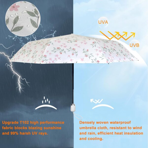 Cuby UV Sun Umbrella Compact Folding Umbrella lightweight Portable Manual Travel Umbrella for Rainproof & 99% UV Protection with Black Anti-UV Coating - Image 3