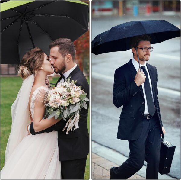Jexine 6 Pcs Travel Compact Umbrella Automatic Open Close Windproof Small Light Backpack Purse Car Portable Collapsible Umbrella for Rain, Men Women - Image 6