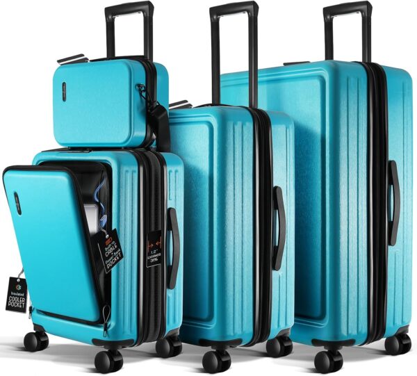 Hard Shell Luggage Sets with Spinner Wheels 4 Piece, Expandable Large Suitcases with TSA Lock, Travel Large Suitcase Set, Teal Luggage Set - Image 9
