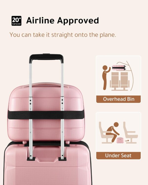 LUGGEX Carry on Luggage with Spinner Wheels, Lightweight Suitcase 2 Piece, Expandable (Pink, 14/20) - Image 2