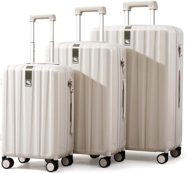 Hanke Luggage Sets 2 piece Carry On Luggage with Wheels PC Hard Shell Suitcases Lightweight Checked Travel Luggage Large Travel Suitcase Woman Men 20/29 Inch(Ivory White) - Image 7