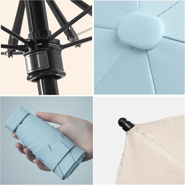 Mini Umbrella for Travel - Small, Compact, Lightweight, UV Protection, UPF50+ Waterproof Parasol - Image 4