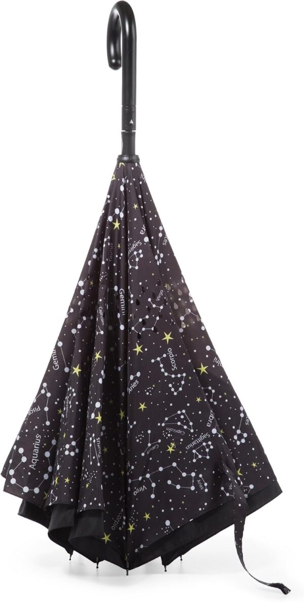 Totes InBrella - Reverse Close Umbrella with Invisible Water Repellent Coating - Auto Close, Inverted, Dripless, and Stormproof for Rainy Weather - Image 3