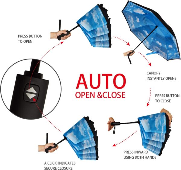 Inverted Umbrella Double Layer Automatic Folding Reserve Umbrella Windproof UV Protection for Rain Car Travel Outdoor Men Women - Image 6