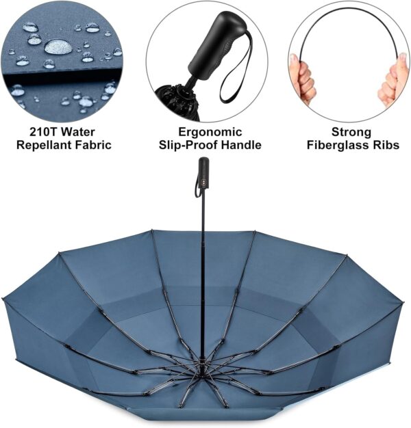 G4Free 42/46/54/62 Inch Large Golf Umbrella Compact Reverse Travel Umbrella 10 Ribs Windproof for Rain Double Canopy Automatic Open Close - Image 6