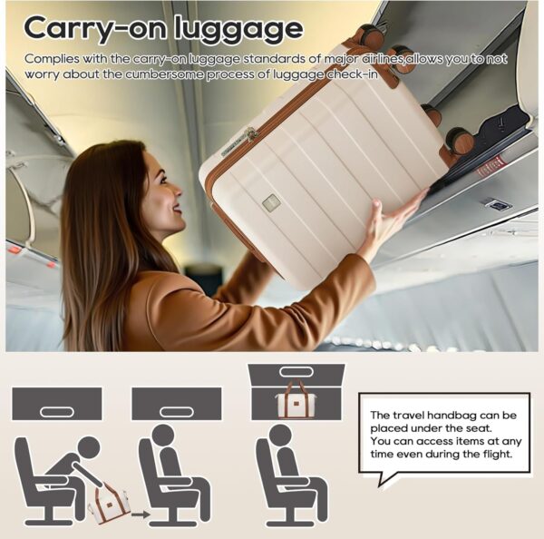 imiomo Luggage Sets 5 Piece with TSA Locks, Hardside Carry On Suitcase Set with Spinner Wheel, Lightweight Travel Luggage with USB Port, White - Image 9