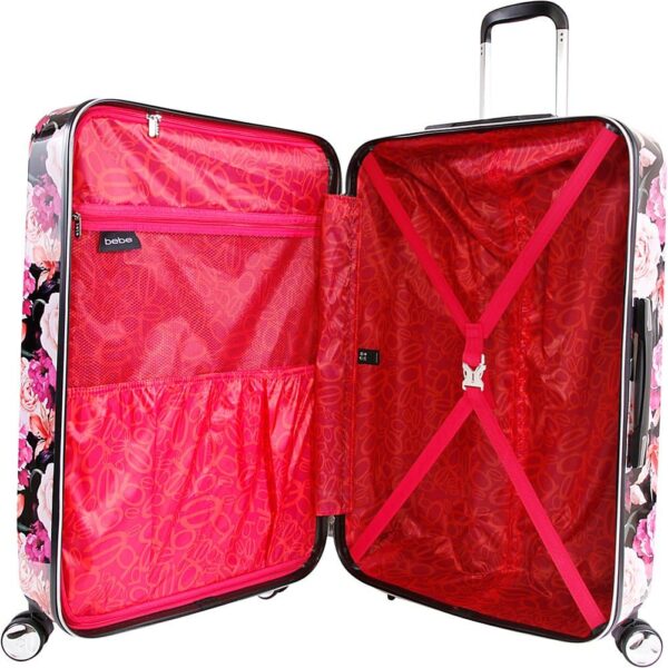 BEBE Women's Luggage Marie 29" Hardside Check in Spinner, Telescoping Handles, Black Floral Print, One Size - Image 2