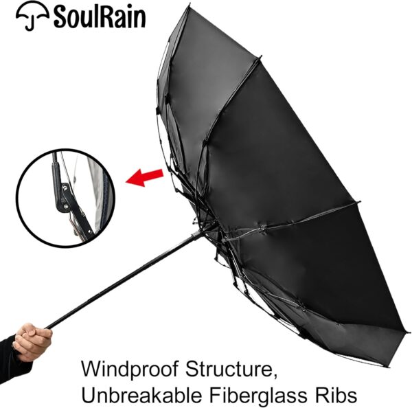 SoulRain 46" Travel Sun & rain Umbrella, Lightweight Windproof Umbrella, Portable Lightweight Compact Parasol with 95% UV Protection for women and men - Image 4