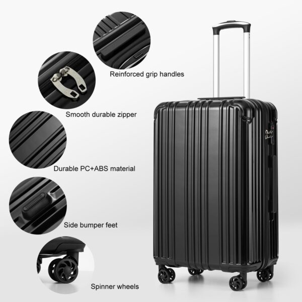 COOLIFE Luggage Expandable Suitcase PC+ABS 3 Piece Set with TSA Lock Spinner Carry on 20in24in28in (Sliver, 3 piece set) - Image 3