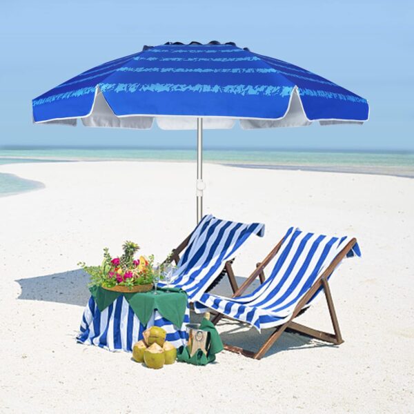 AMMSUN Beach Umbrellas for Sand Heavy Duty Wind Portable, 6.5 ft Beach Umbrella with Sand Anchor & UV Protection, Carry Bag for Outdoor Patio Garden Outdoor, Blue - Image 8