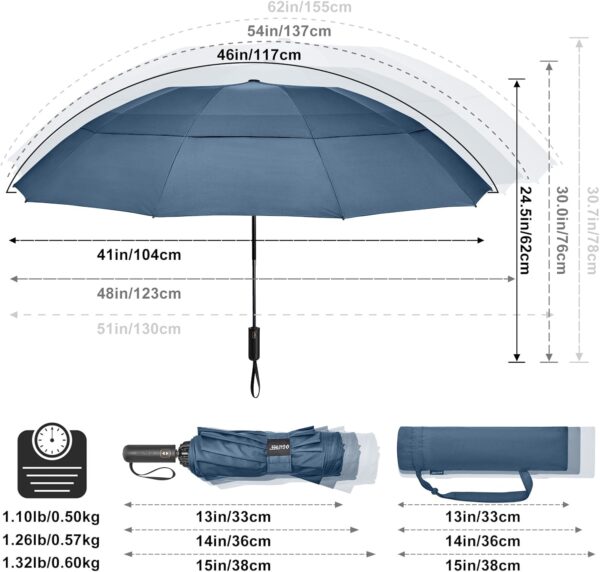 G4Free 42/46/54/62 Inch Large Golf Umbrella Compact Reverse Travel Umbrella 10 Ribs Windproof for Rain Double Canopy Automatic Open Close - Image 2