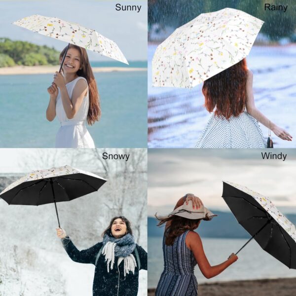 Cuby UV Sun Umbrella Compact Folding Travel Umbrella Auto Open and Close for Windproof, Rainproof & 99.9% UV Protection Parasol with Black Anti-UV Coating - Image 2