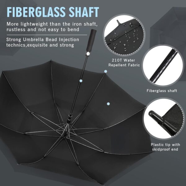 ZOMAKE Automatic Open Extra Large Golf Umbrella 51/54/62/68 Inch, Double Canopy Vented Windproof Oversize Stick Umbrellas for Rain - Image 6