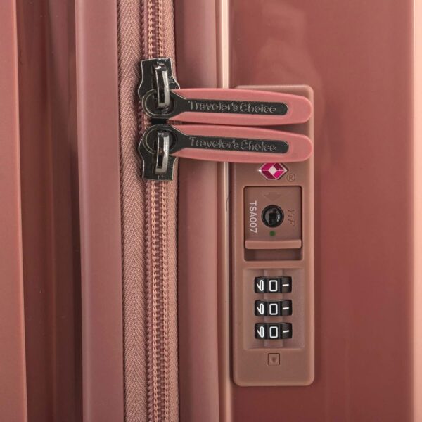 Traveler's Choice Ultimax II 26" Medium Trunk Spinner Luggage, Tie Down Straps, Pink Rose, Checked Inch - Image 8