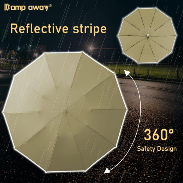 Windproof Travel Umbrella for Rain, Large Portable Reverse Folding Car Umbrella, Inverted Design, Compact Auto Open Close with Durable Waterproof Canopy, Fits Backpack/Women Men, 45.6 Inch - Image 2