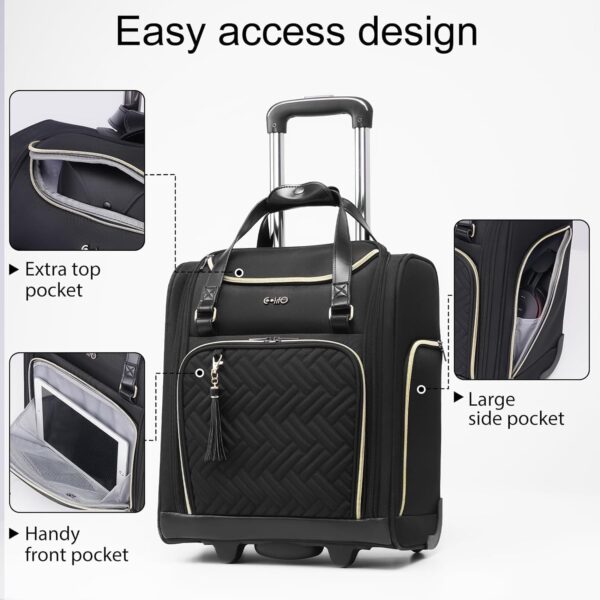 Coolife Luggage Carry On Luggage Underseat Luggage Suitcase Softside Wheeled Luggage Lightweight Rolling Travel Bag Underseater (Champagne Gray, Carry-On 16-Inch) - Image 4