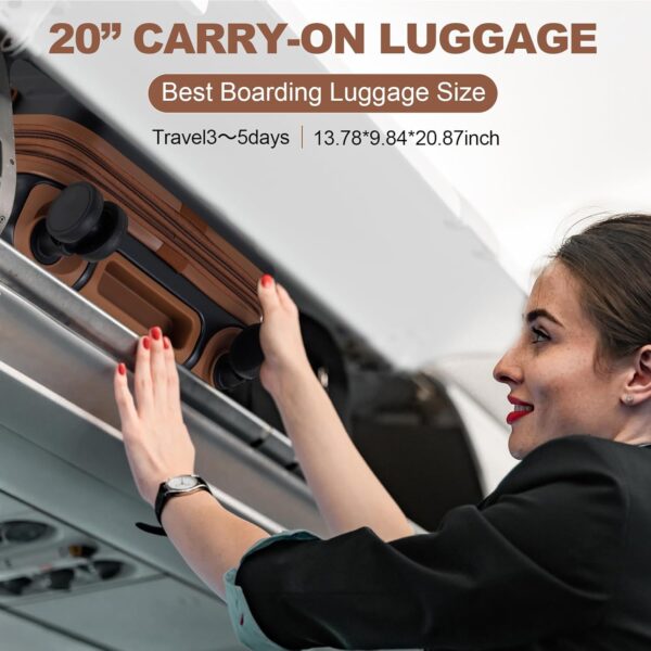OUZZO PC Luggage,Travel Carry-on Luggage,TSA Approved Lock,Rolling ExpandableLuggage for Plane,22x14x9 Airline Approved,Hardshell Luggage,20-Inch Suitcase with Wheels,Black - Image 8