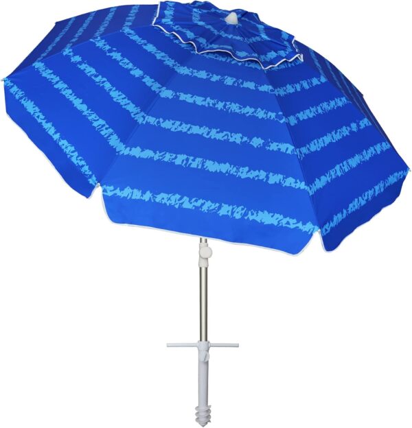 AMMSUN Beach Umbrellas for Sand Heavy Duty Wind Portable, 6.5 ft Beach Umbrella with Sand Anchor & UV Protection, Carry Bag for Outdoor Patio Garden Outdoor, Blue