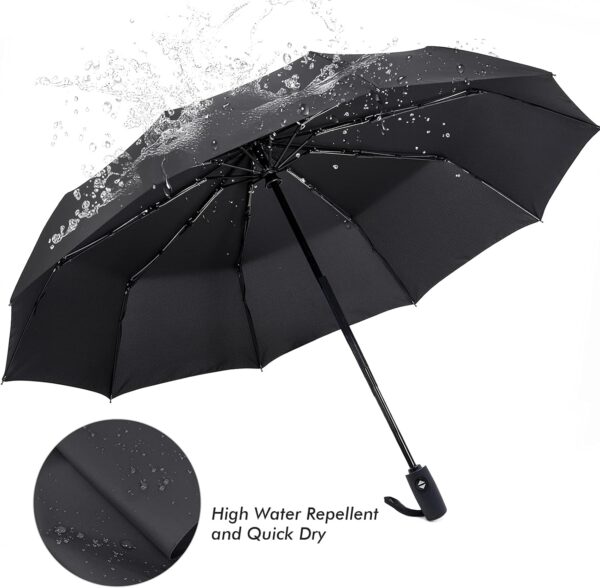 ZOMAKE Travel Umbrella Compact - 10 Ribs Portable Collapsible Umbrellas for Rain Windproof - Paraguas Automatic Small Folding Umbrella Lightweight Packable Umbrella for Women Men - Image 6