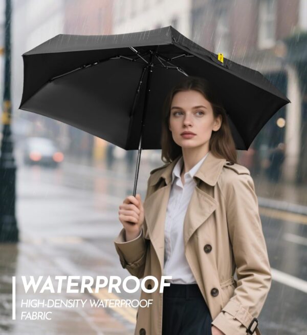 Travel Mini Umbrella Compact Small & Lightweight, UV Rain Protection, Pocket-Sized Folding Umbrellas with Quickdraw & Case for Men Women & Kids Backpack - Image 5
