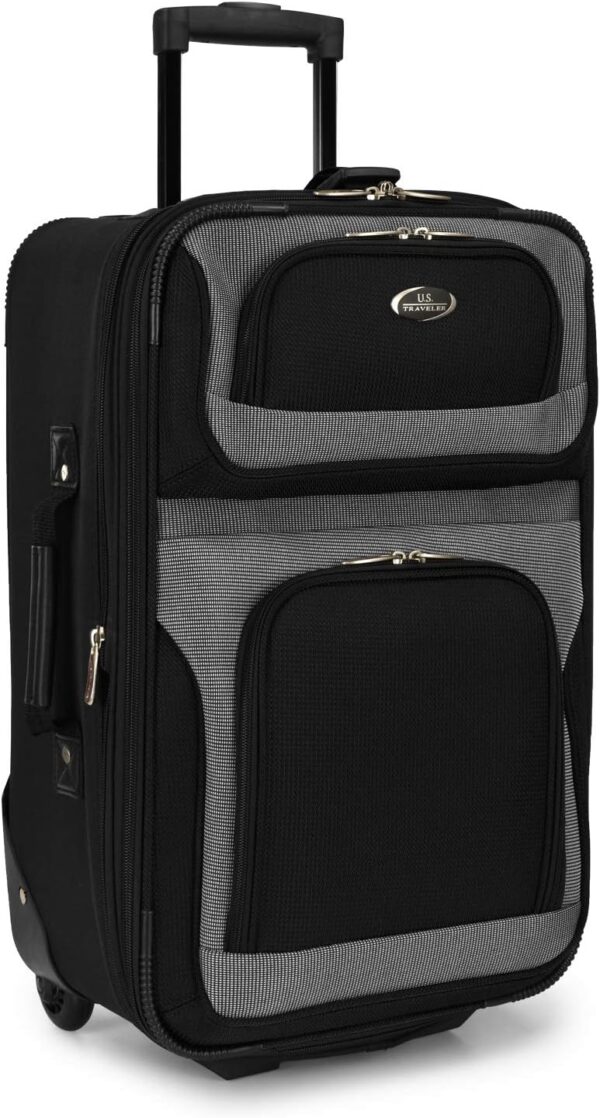 U.S. Traveler New Yorker Lightweight Softside Expandable Travel Rolling Luggage, Black/Grey, 4-Piece Set (15/21/25/29) - Image 3