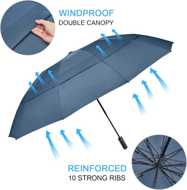 G4Free 42/46/54/62 Inch Large Golf Umbrella Compact Reverse Travel Umbrella 10 Ribs Windproof for Rain Double Canopy Automatic Open Close - Image 5