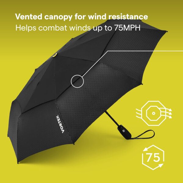 ShedRain Vortex Compact Umbrella, Folds to 11", 43" Arc, One-Hand Operation, Windproof up to 75 mph - Image 8