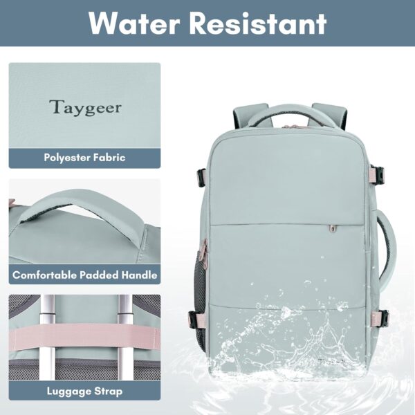 Taygeer Personal Item Backpack for Men Women, Travel Backpack Carry on Luggage Flight Approved with USB Charging Port & Shoe Pouch, Large Weekender Work Bag for Hiking Gift, Gray Powder - Image 7