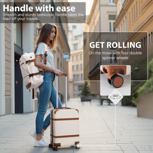 Coolife Luggage Set Suitcase Carry On Luggage PC Hardshell Luggage TSA Lock Spinner Wheels Telescopic Handle - Image 2