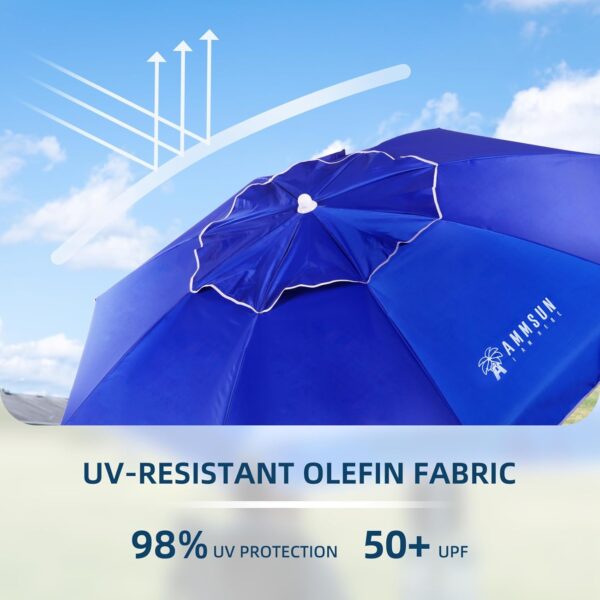 AMMSUN Shade Umbrella, Premium Portable Umbrella with Stand, 6.5ft Lightweight Free Standing Canopy for Sporting Games, Adjustable Instant Sun Protection and Easy to Carry, Blue - Image 3