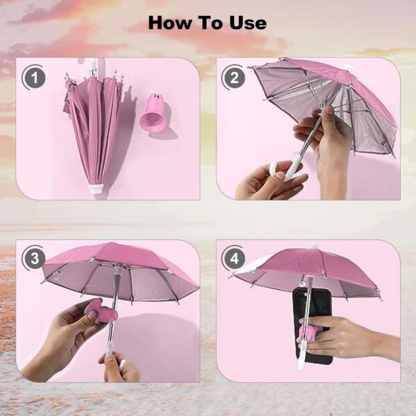2pcs Cell Phone Umbrella for Sun Shade, Universal Adjustable Cute Phone Shade Umbrella with Piggy Style Suction Cup, Outdoor Anti-Glare Stand Sun Visor (Yellow & Pink) - Image 5