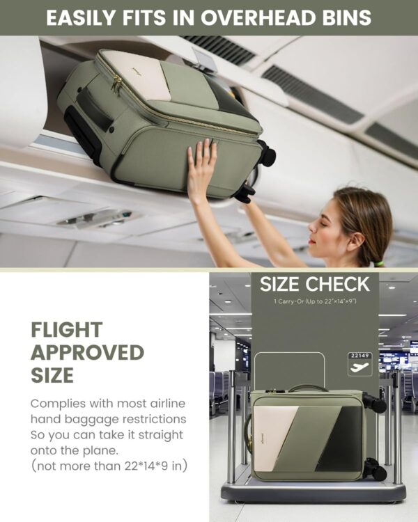 LOVEVOOK Carry On Luggage 22x14x9 Airline Approved, 20 Inch Softside Suitcases with Wheels, Lightweight Rolling Carry on Suitcase with TSA Lock, Water-Resistant Large Capacity Luggage for Women Travel - Image 6