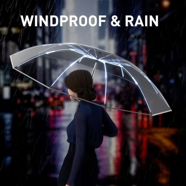 Inverted Umbrella - 48Inch Large Windproof Umbrella with Reflective Stripe - Travel Auto Reverse Umbrellas for Rain with case - Image 6