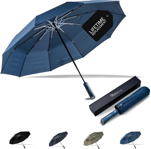 Umbrella Premium Umbrellas for Rain, Large Windproof Double Canopy, 10 Aluminum Ribs, Sturdy Frame, Auto Open Close Unique Handle, Windproof & Waterproof Umbrella for Women & Men