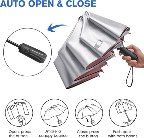G4Free UPF 50+ UV Protection Sun Umbrella Double Layer Windproof Compact Travel Umbrella 46 Inch Auto Open Close - Image 7