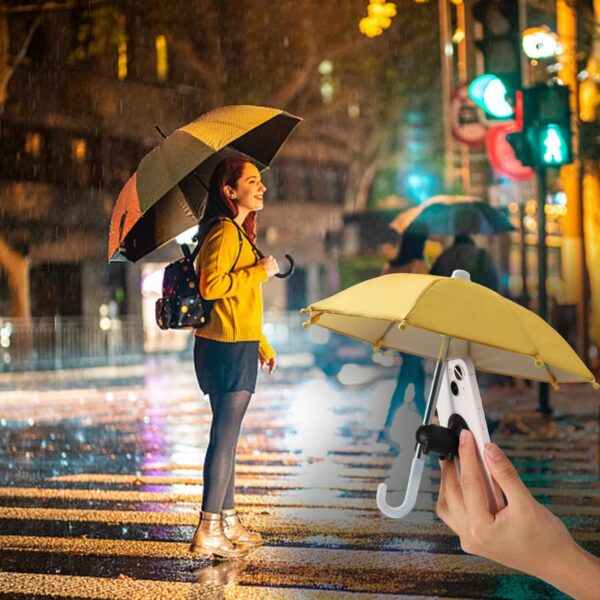 2pcs Cell Phone Umbrella for Sun Shade, Universal Adjustable Cute Phone Shade Umbrella with Piggy Style Suction Cup, Outdoor Anti-Glare Stand Sun Visor (Yellow & Pink) - Image 2