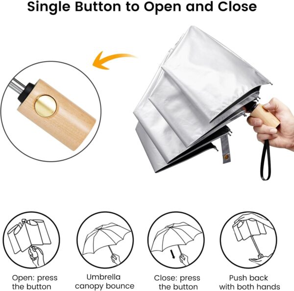G4Free UPF 50+ UV Protection Travel Sun Umbrella Compact 42 Inch Small UV Blocking SPF Umbrella Auto Open Close - Image 5